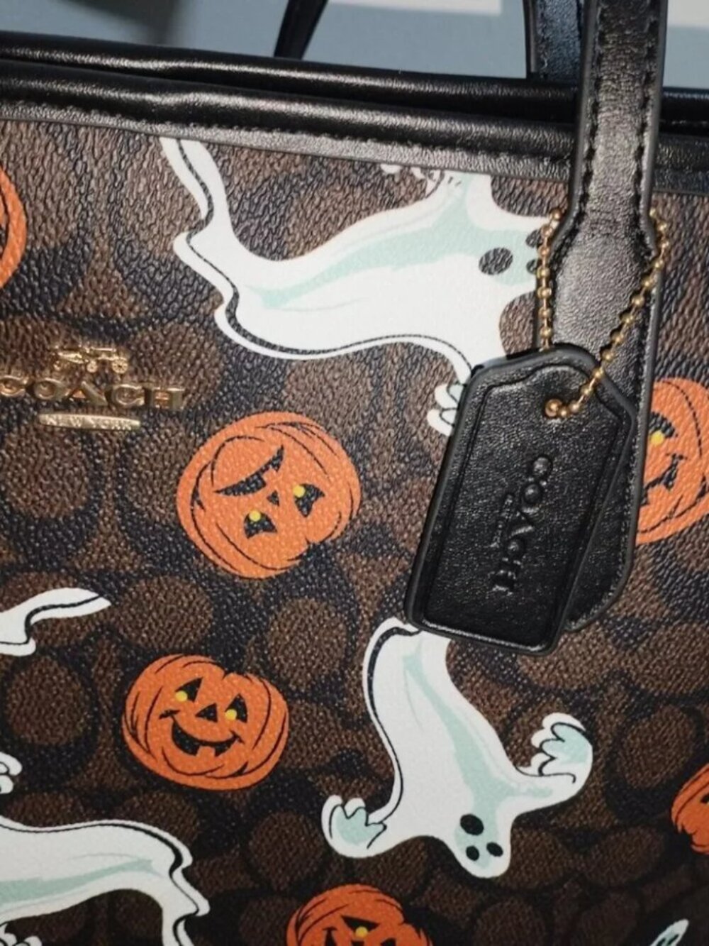 Coach City Tote Bag In Signature Canvas With Halloween Print - Picture 2 of 5